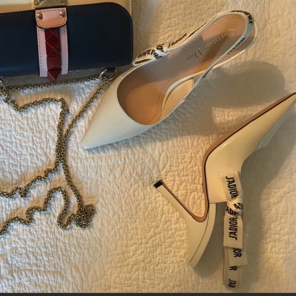 J’ADIOR slingback pumps in white patten leather